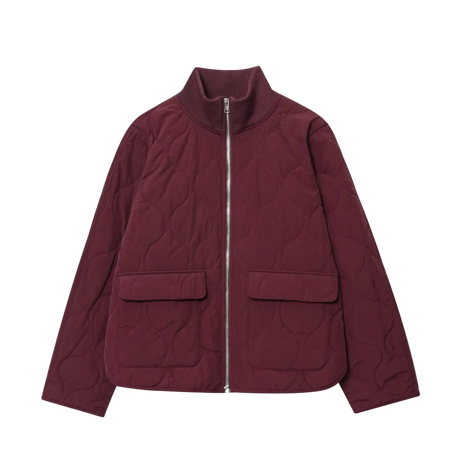 Parka damska na jesień i zimę, ocieplana, z wysokim kołnierzem, luźny krój, płaszcz z watowaniem bawełnianym, zapinana na zamek i guziki, styl vintage.