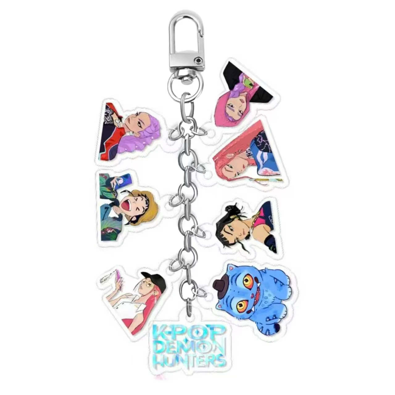 Kpop Witch Hunter Group Shaka Boy Group Lindo llavero de cuerda acrílica de gato azul, colgante de bolsa de merchandising de moda, regalo perfecto para fanáticos de Kpop