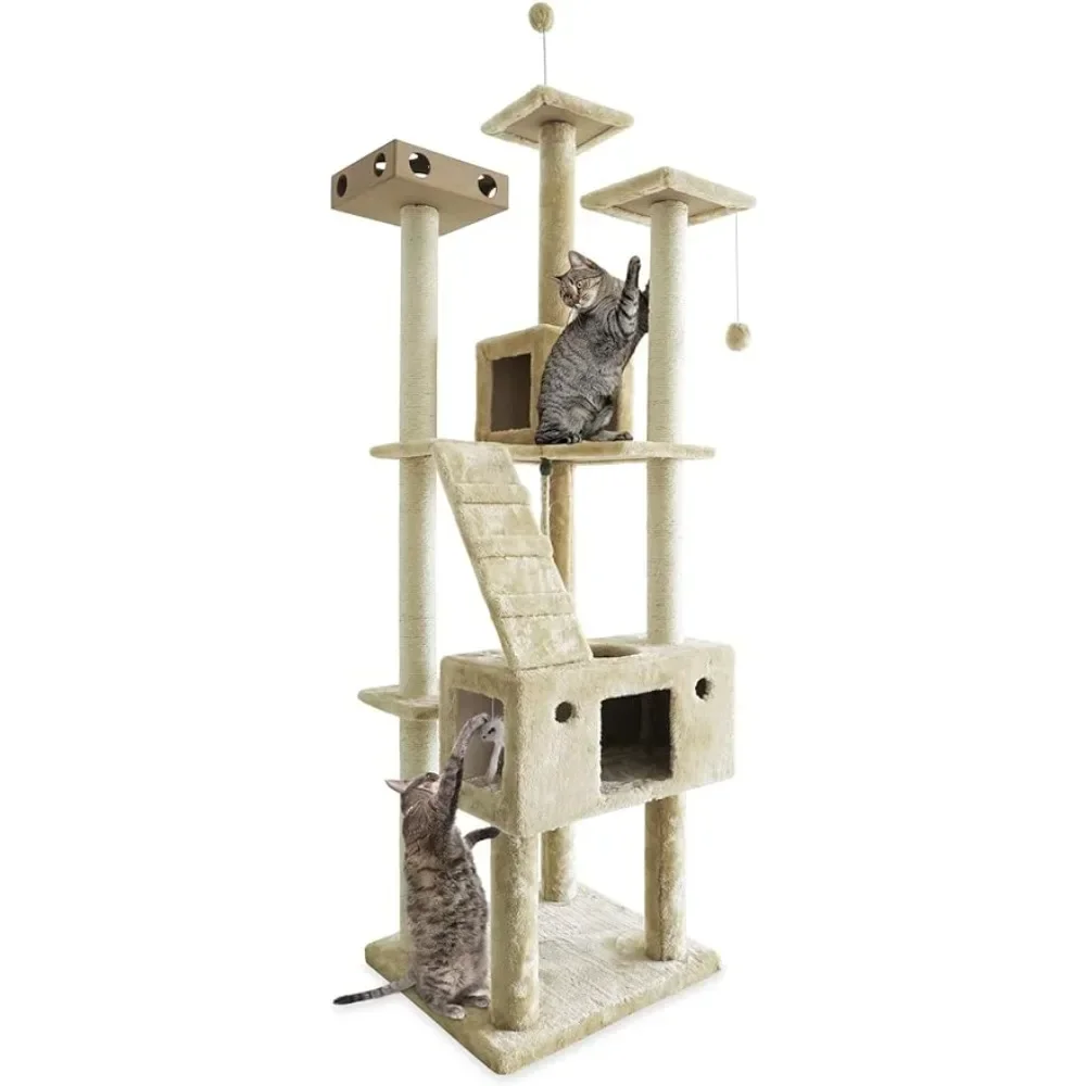 

69.3"Ft.Scratching Wheel for Cats Exercise 2x Cat Condos 69.3" Tall Cat Tree for Indoor Cats Toy One Size Freight Free