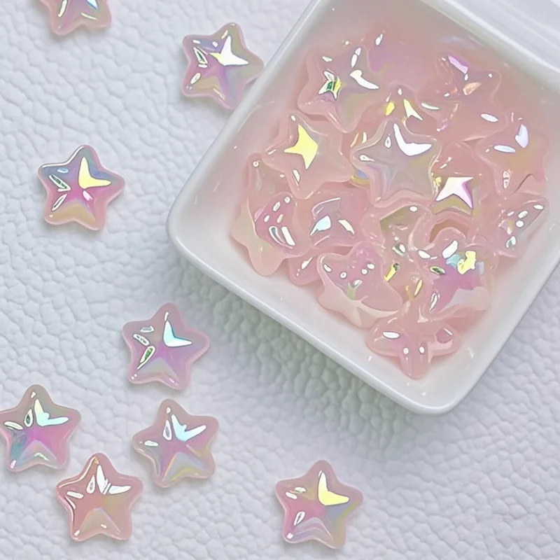 TX57 10 Uds. 21mm Color chapado brillante exquisito cuentas de estrella pentagrama acrílico espaciador joyería DIY pulsera collar Accesorios