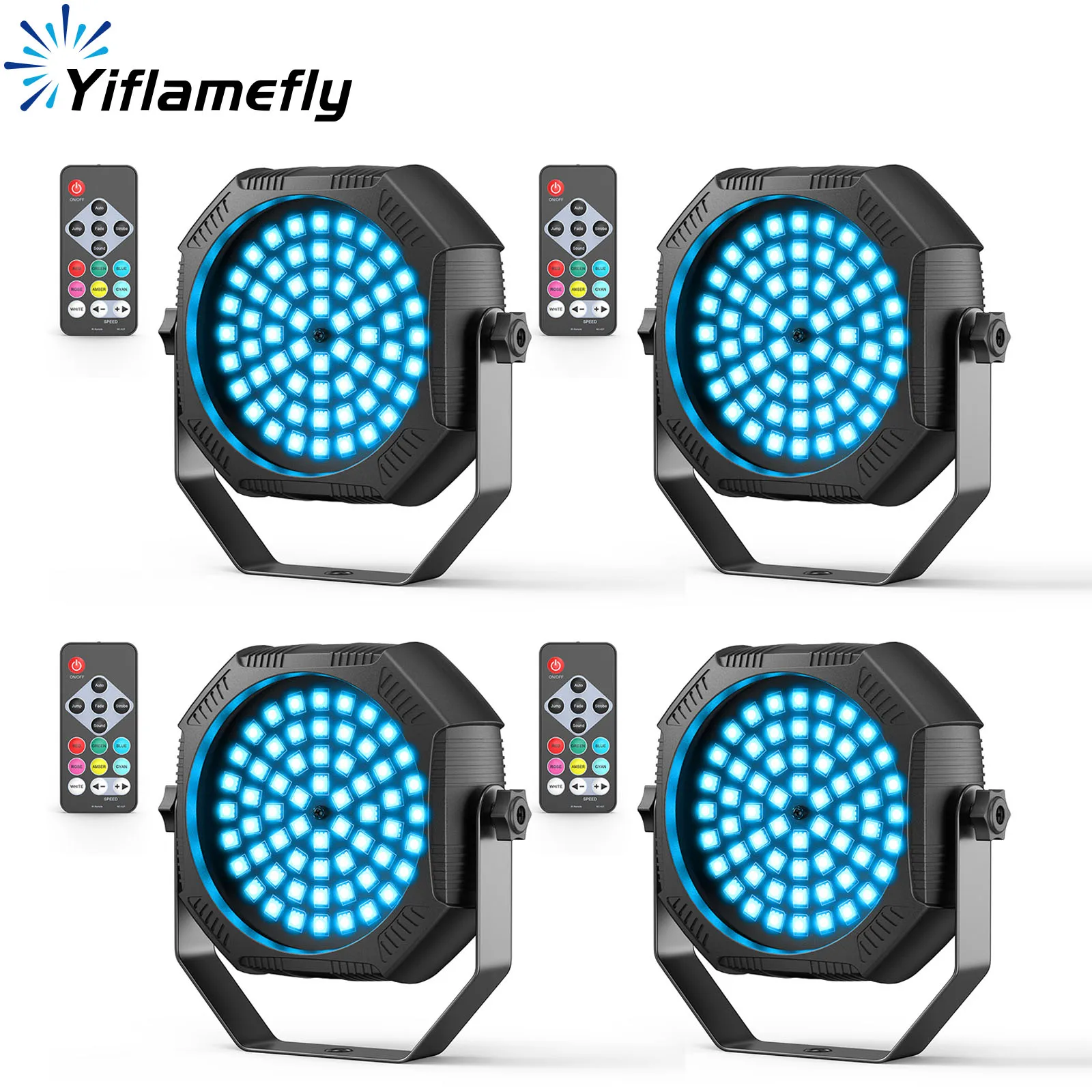 

Yiflamefly 4Pcs Mini Rechargeable Par Lights Built In 2200MA Battery RGB 60 LED Stage Strobe DJ Light For Wedding Party Bar KTV