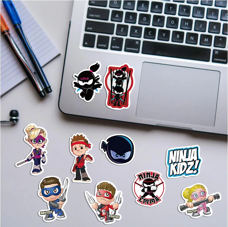 50Pcs Cute Ninja Stickers Cartoon Waterproof Decals for Laptop Guitar Bike Skateboard Luggage Phone Gift for Kids Birthday