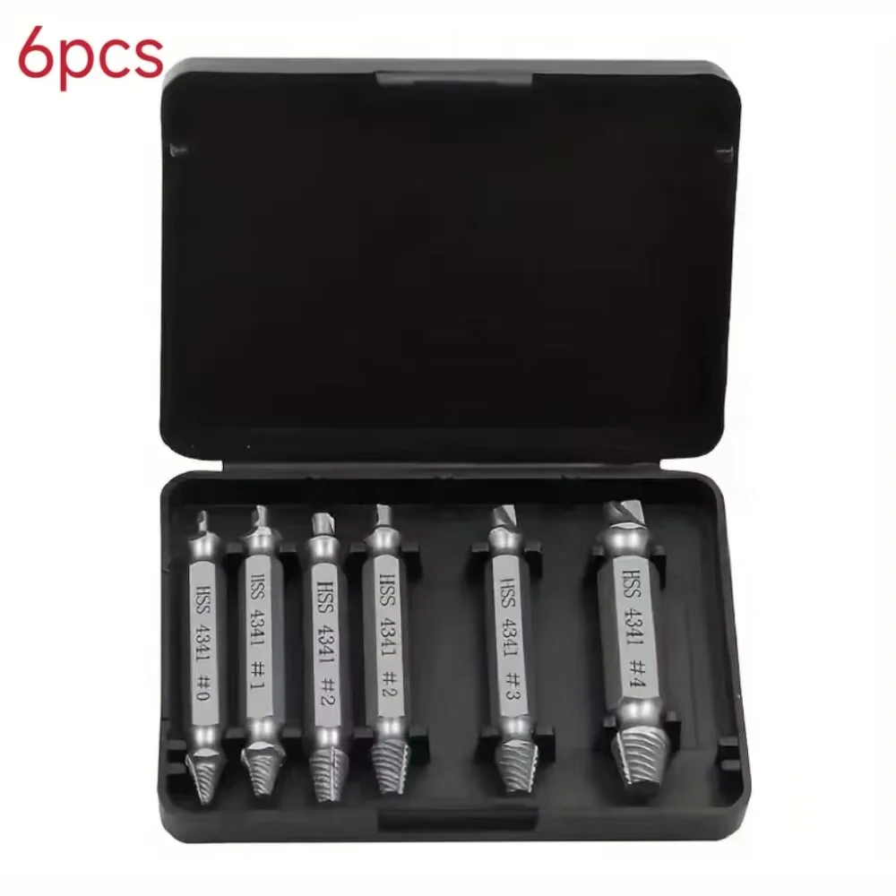 

6pc HSS Extractor Double Head Screw Slide Tooth Removal Screwdriver Screwdriver Bit Broken Wire Tool Set