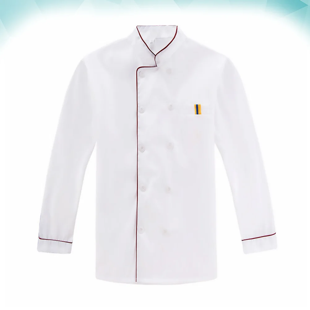 Vêtements de chef de restaurant pour hommes, uniforme en coton blanc, salopette, veste à manches longues