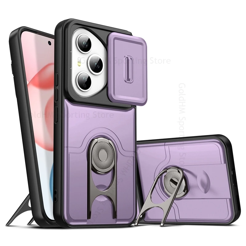 For Honor 600 Lite 360° Ring Holder Kickstand Case For Honor 400 Smart Push Window Lens Protector Cover For Honor Magic 8 7 Lite