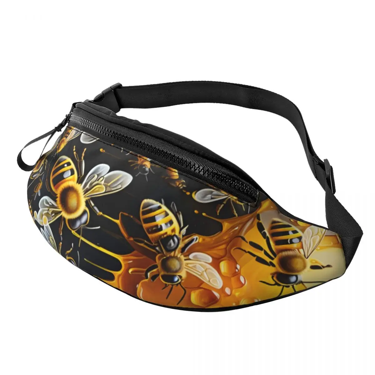 Custom Honey Bees Fanny Pack Men Women Crossbody Waist Bag for Cycling Camping Phone Money Pouch