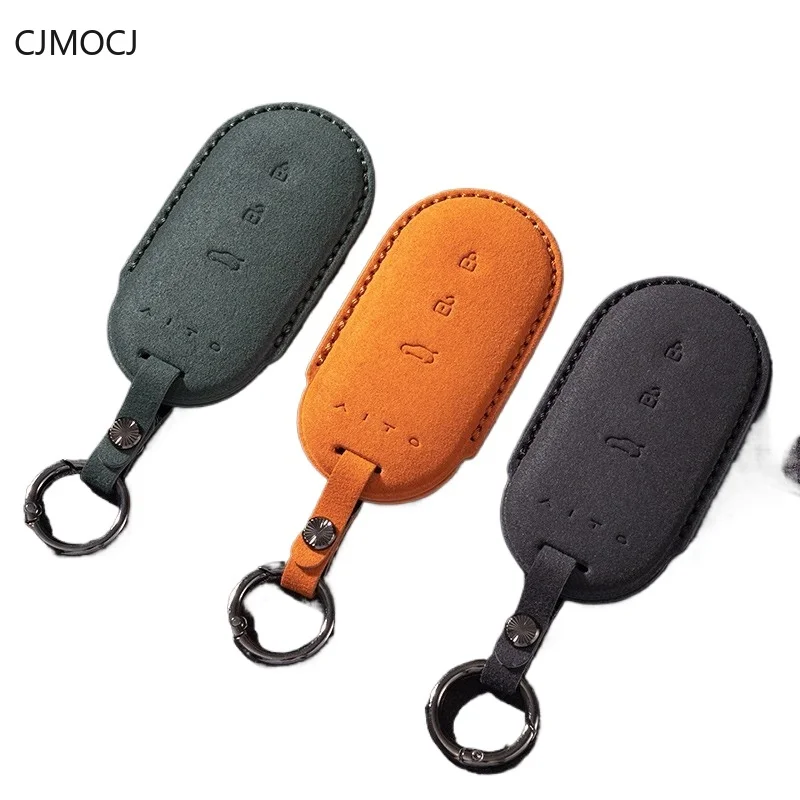 For 2024 Huawei AITO New M7 M5 Key Case Cover, Suede Car Key Fob Shell, Luxury Full-Coverage Smart Keychain, AITO Accessories