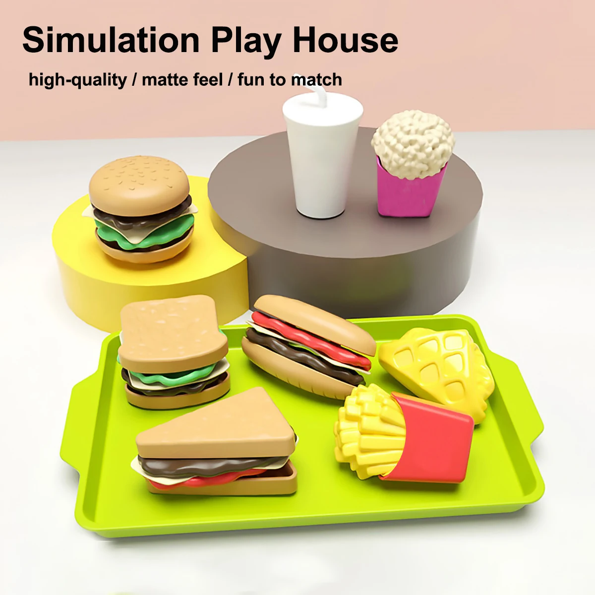 

9Pcs/set Children Pretend Simulation Food Toys Play House Hamburger Fries Model Cooking Role Play Fast Food Kids Gift Toy