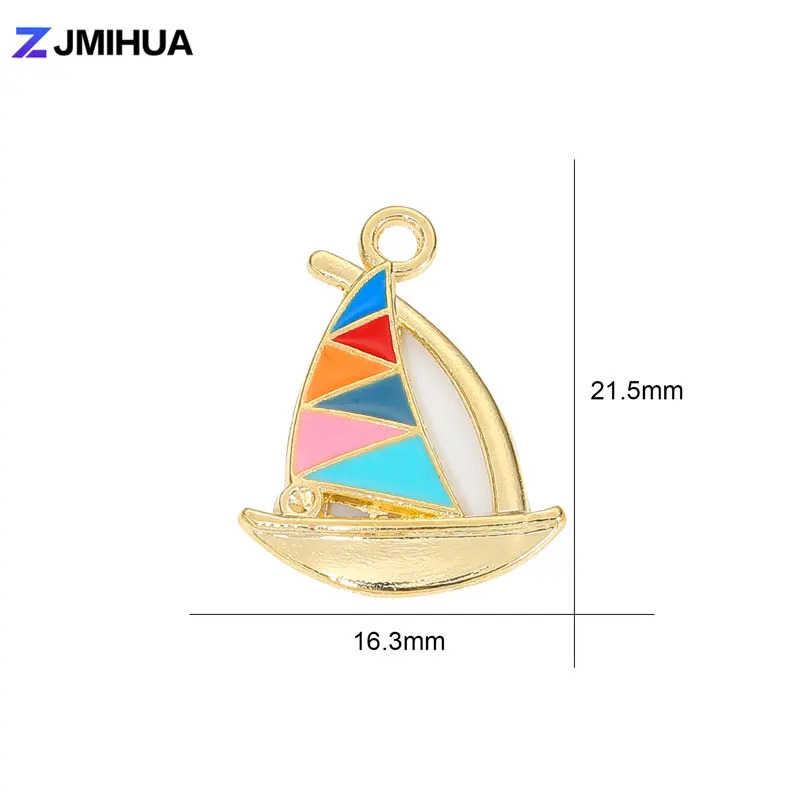 15pcs/lot Trendy Charms Enamel Sailboat Pendants For Jewelry Making Earrings Bracelets Necklaces DIY Handmade Crafts Accessories