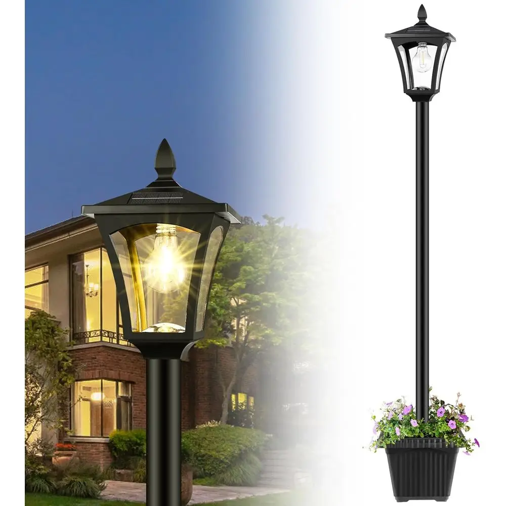 

Solar Outdoor Light with Planter, Waterproof Solar Post Lamp, Garden Lights for Backyard, Pathway, Patio, Lawn, Driveway Decor