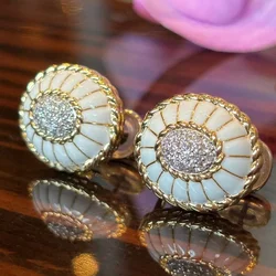 New in Vintage Art Twists White Enamel earings stud High quality Fashion Delicate Flower earrings for women Wedding Jewelry