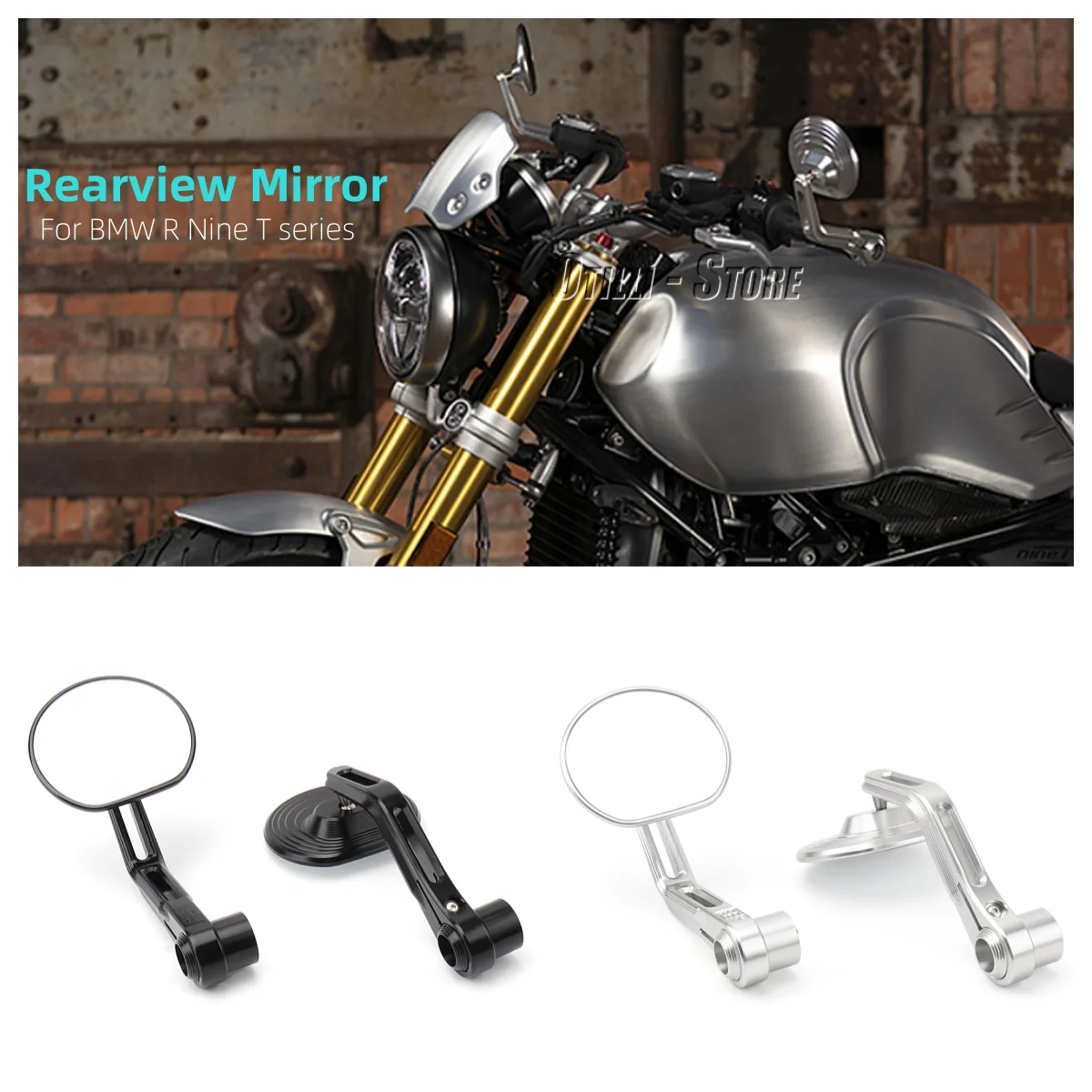 

Motorcycle Bar End Rearview Mirrors Adjustable Handlebar Mirror Aluminum Rear View Mirror For R NINE T Scrambler Pure Urban G/S