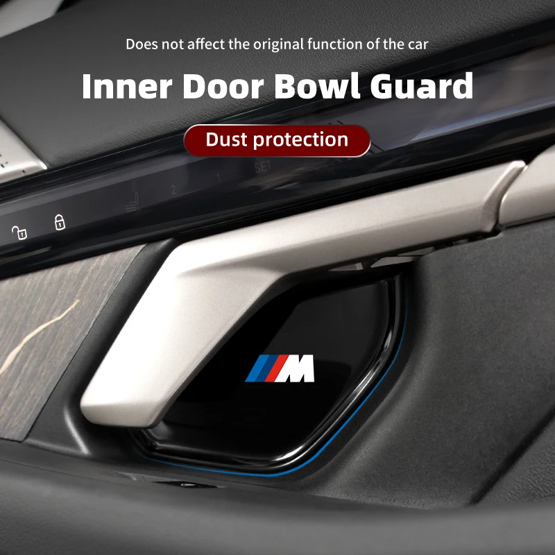 Aço inoxidável Car Styling Inner Door Handle Bowl Cover, Guarnição Adesivos, Auto Porta Decoração Acessórios, BMW Série 5, G60, 2022, 4Pcs