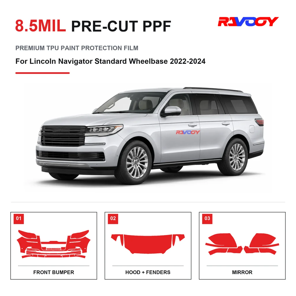 Precut PPF For Lincoln Navigator Standard Wheelbase 2022-2024 8.5mil TPU Clear Paint Protection Film Self Healing Hydrophobic UV