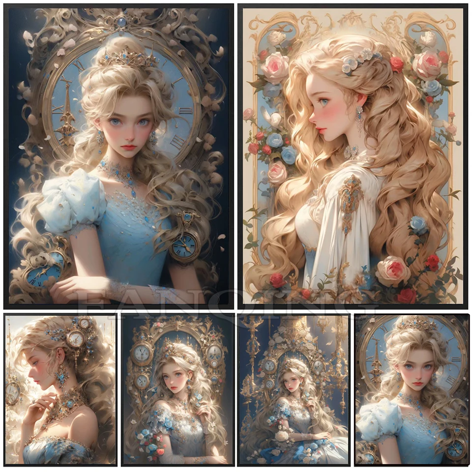 DIY 5D Diamond Painting Cartoon Long Hair Princess Full Square/Round Mosaic Diamont Embroidery Cross Stitch Home Decor Gift S3