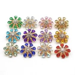 1Pcs 27MM Metal Rhinestone Flower Button Accessories Hand Sewing Diy Wedding Dress Hair Decoration Accessories