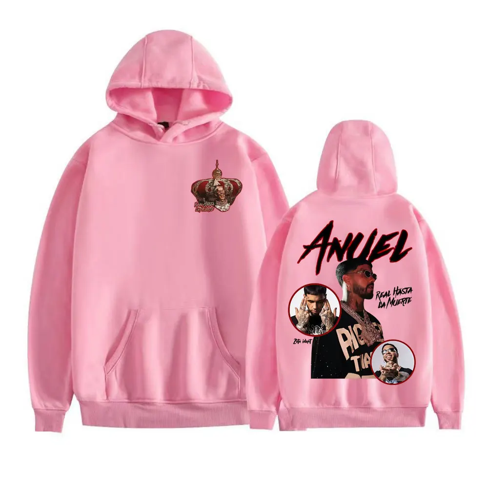 Anuel AA Real Hasta La Muerte Álbum Tour Moletons Roupas Masculinas Hip Hop Punk Harajuku Hoodies Pulôveres Conforto de Alta Qualidade