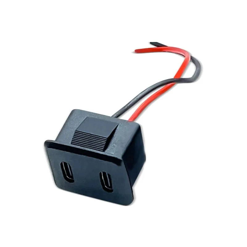 1-5Pcs Double layer TYPE-C Female Base Type-c Socket Female USB Lamp Charging Socket Power Socket with Cable Connector