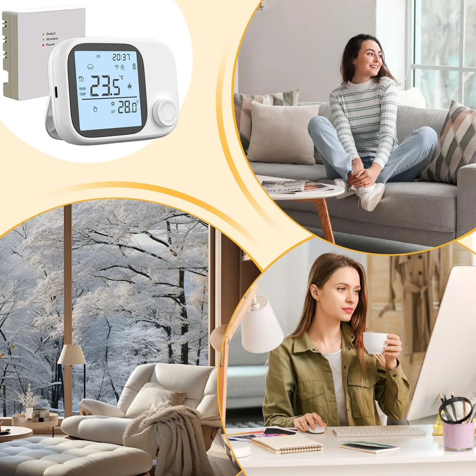 

Smart Home Thermostat Digital Display Wireless Monitor Devices Smart Wi-Fi Thermostat APP And Voice Control For Family Home