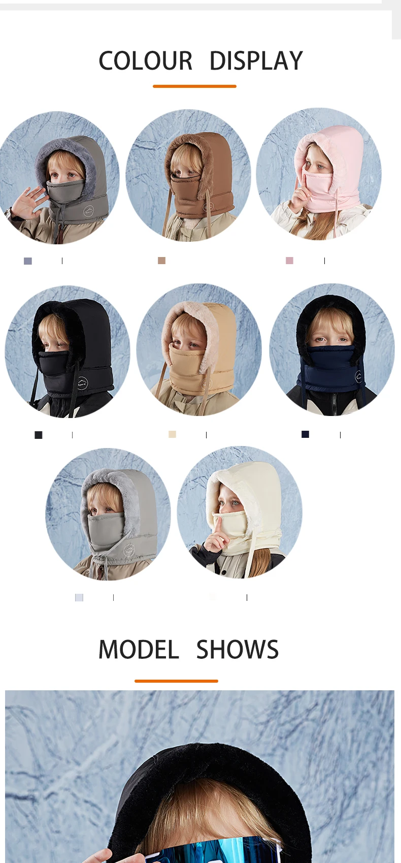 Winter-Fahrradmütze, warmer Schal für Kinder, Gesichtsmaske, integriert, kältebeständig, winddicht, Kopfbedeckung, verdickter Samt-Nackenschutz – Detail 6