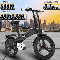 Electric Bicycle Folding 500W Brushless Motor 48V12.8AH Built-in Battery Electric Bike 20 Inch Tire Outdoor Entertainment E-bike