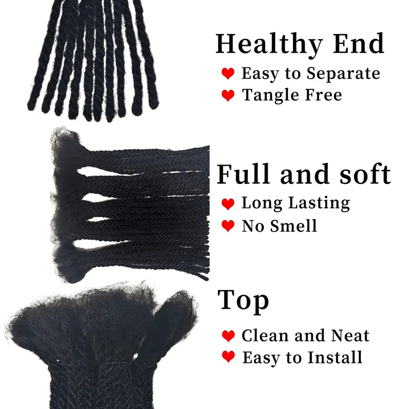 8 cali 10 cali 0,6 cm Afro Kinky Textured Locs Przedłużenia z Włosów Naturalnych 100% Ręcznie Robione Przedłużenia Włosów Damskie Można Farbować od Orientfashion