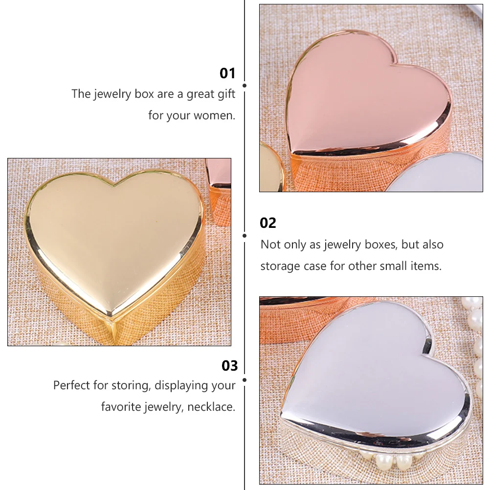 

Heart Shaped Jewelry Storage Box Zinc Alloy Metal Organizer for Rings Bracelet Necklace Jewelry Holder Travel Storage Case