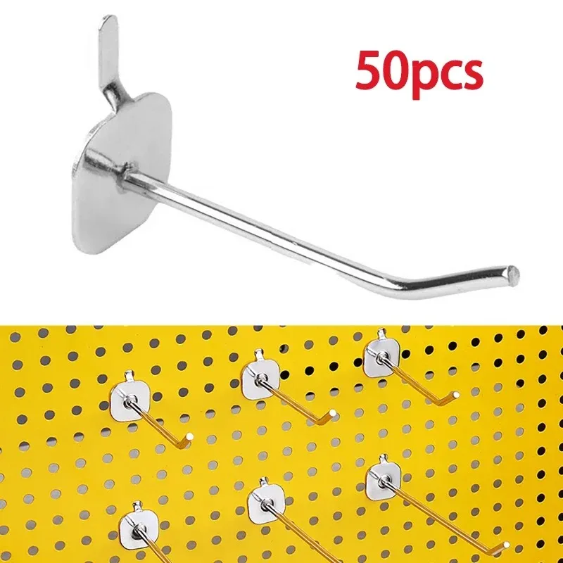 50 Peças Gancho para Pegboard, Gancho Simples para Exposição em Prateleira de Supermercado, Suporte de Armazenamento para Garagem, Casa e Cozinha, Ganchos Perfurados para Ferramentas