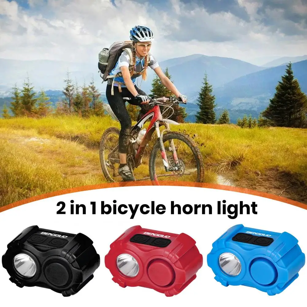 Electronic Bike Horns Rechargeable Mountain Bike Headlight with 130db Horn Safety Warning Bell 2-in-1 Bicycle Accessory for Loud