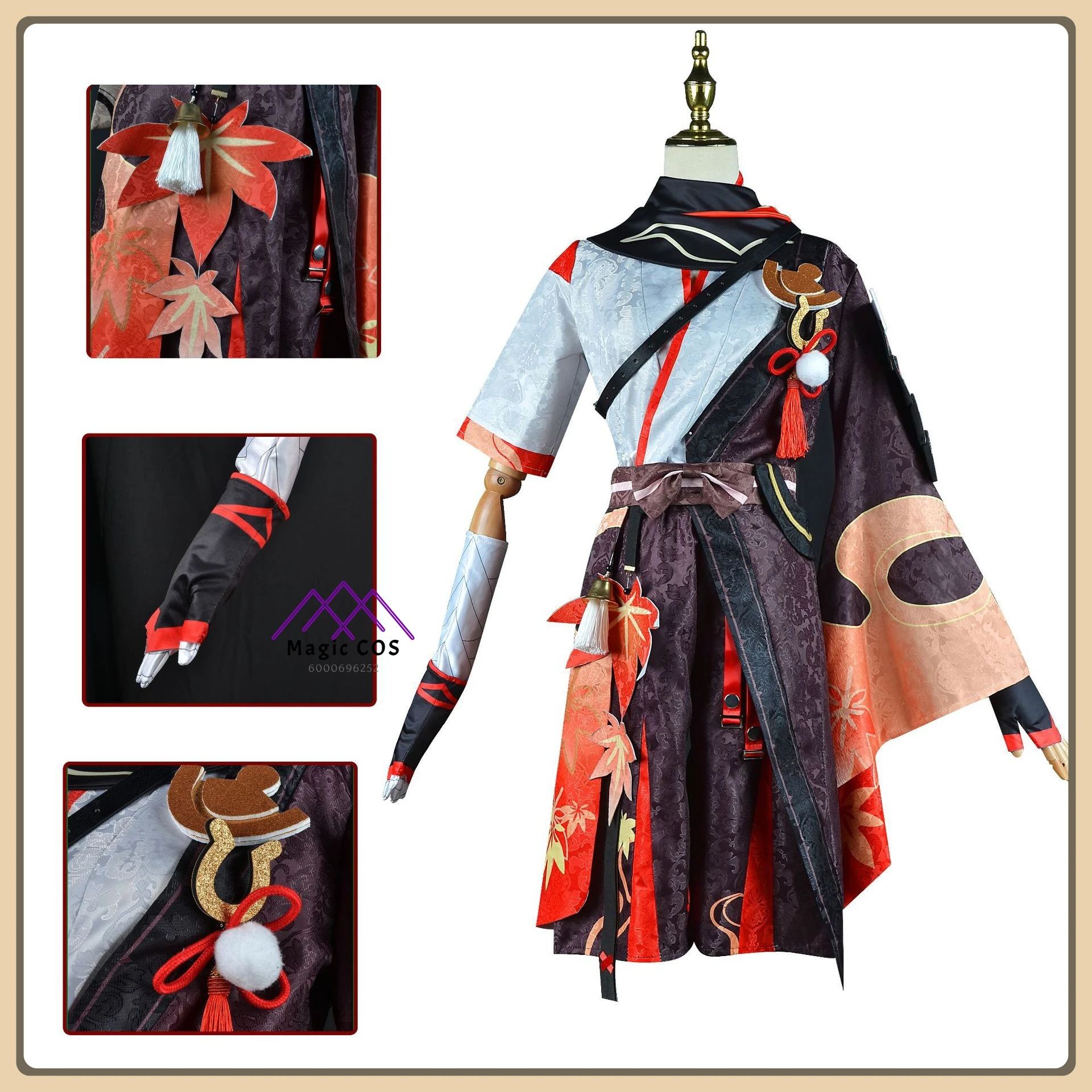 

Game Genshin Impact Inazuma Kaedehara Kazuha Role Playing Costume Anime Clothes + Cape Details Full Set Cosplay Costume (Male)