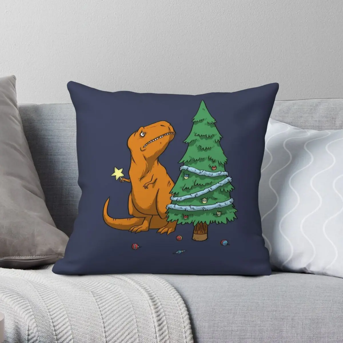 

Dinosaurs Tyrannosaurus Rex Tree Pillowcase Polyester Linen Velvet Creative Zip Decorative Pillow Case Room Cushion Cover 45x45