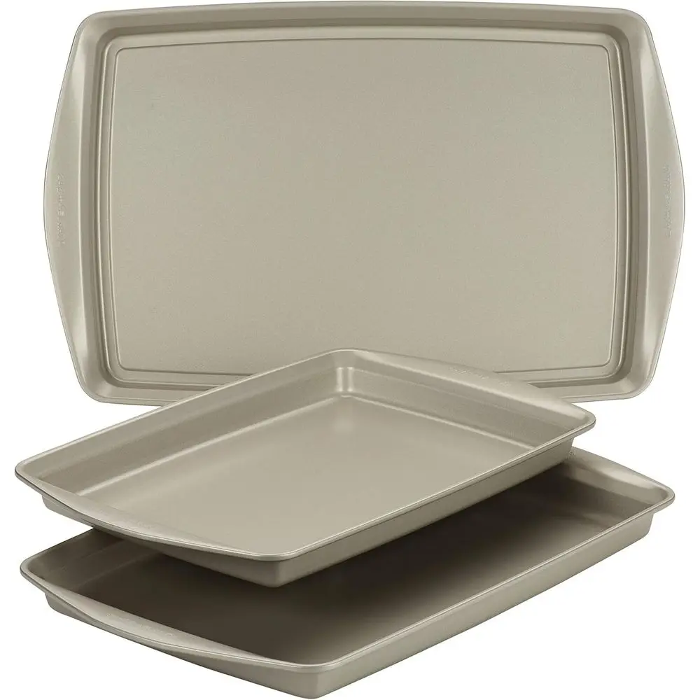 

Nonstick Bakeware Set - 3 Piece Cookie Sheets Set, Silver