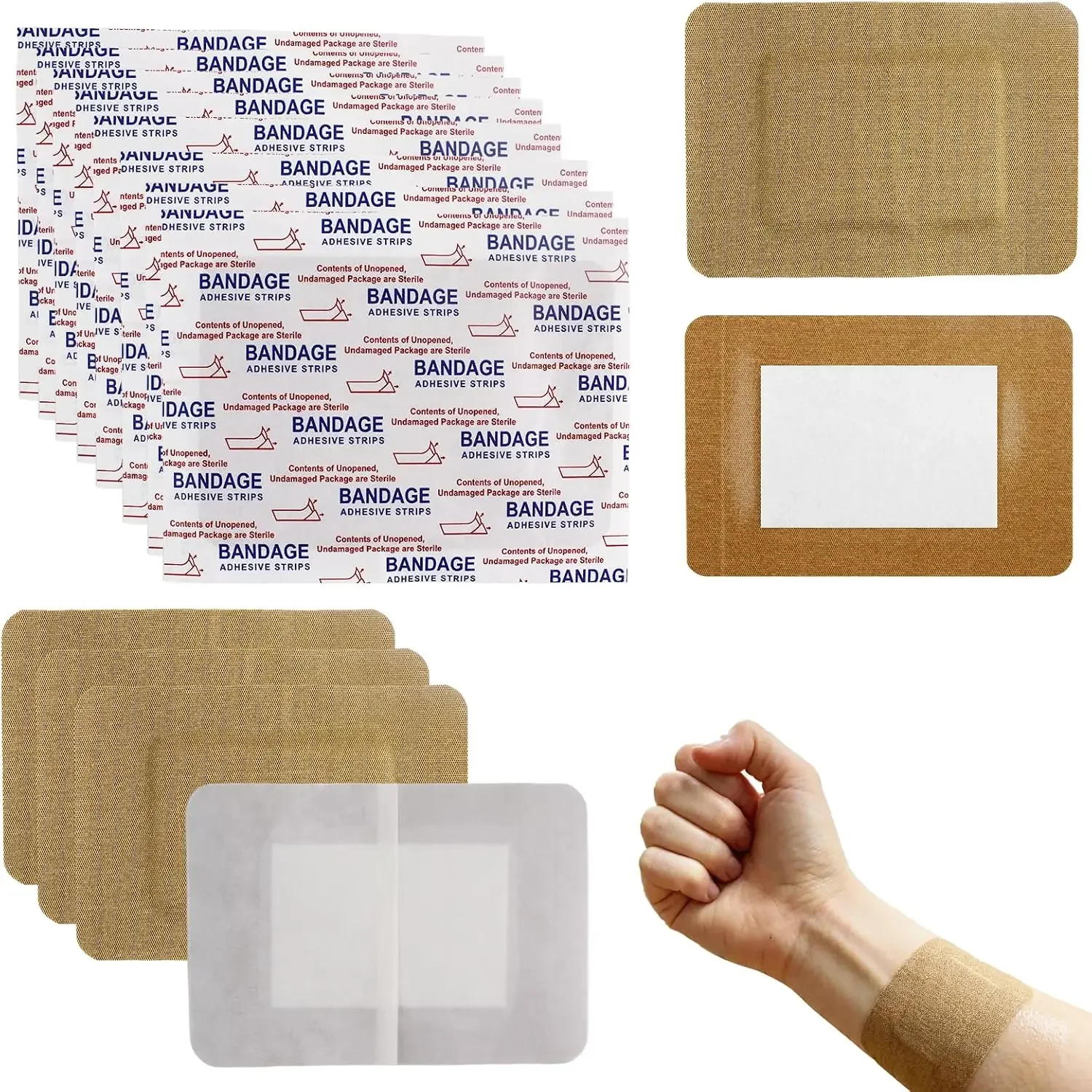 Extra elastische große Stoffbandagen 10/30/50 Stück Latexfreie, super saugfähige Pads Wundpflaster für die tägliche Erste-Hilfe-Pflege. – Detail 1