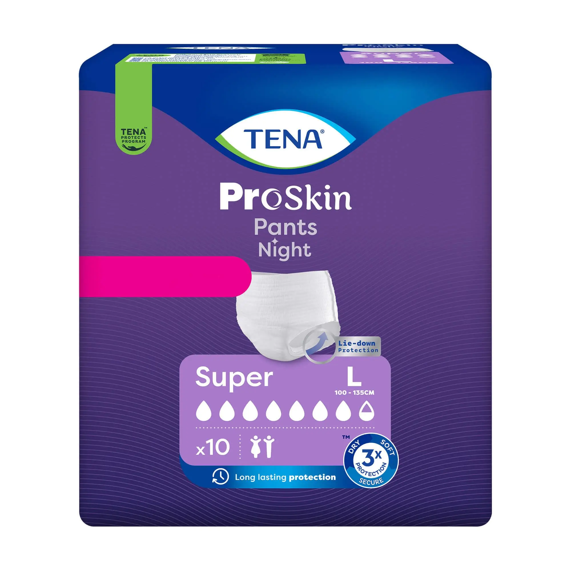 Tena Hose Night Super Proskin Saugfähiges Höschen Größe L, 10-teilig