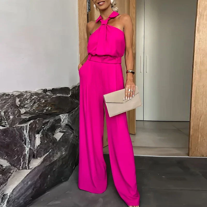 

High Street Lapel Collar Office Pockets Overall Sexy Elegant Women High Waist Romper Fashion Slim Cold Shoulder Party Jumpsuit