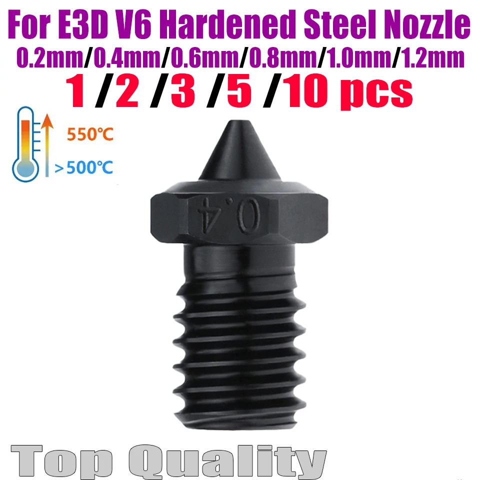 

E3d V6 Nozzle Hardened Steel High Quality Nozzles 0.2 0.4 0.6 0.8 1.0 1.2mm For 1.75mm Filament E3D V6 Hotend 3D Printer Parts