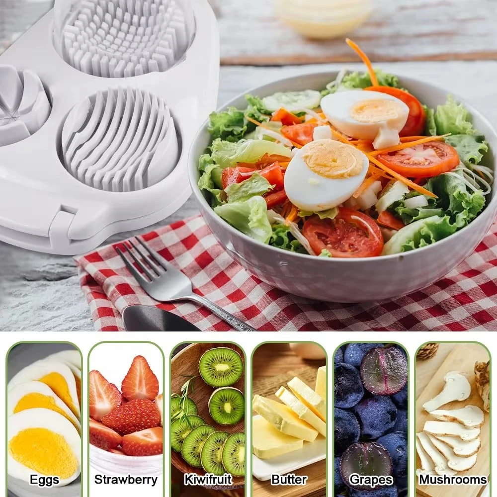 1PC-Egg Slicer, Cracker, Fancy Egg Cutter, 3-in-1 Egg Cutting Tool