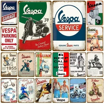 Vespa 주차 전용 금속 주석 포스터, 차고 전용, 금속 주석 사인 플라크 포스터, 바 클럽 벽 장식, 홈 빈티지 벽판 펜던트