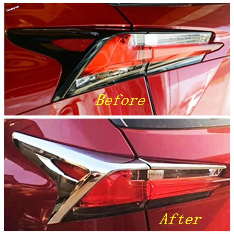 Chrome Rear Tail Trunk Lights Lamps Frame / Window Rain Wiper Cover Trim For LEXUS NX NX200T NX300H 2015 - 2019 Car Accessories