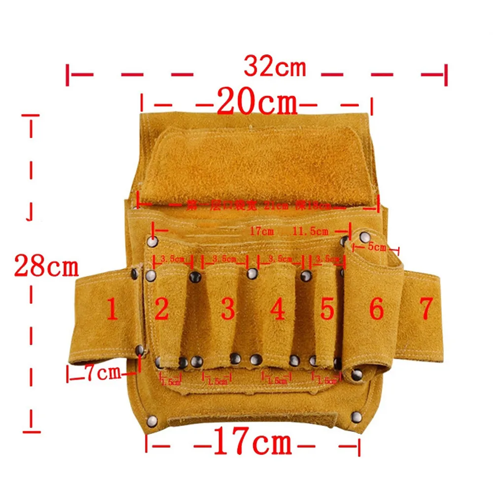 Electrician\'s Belt Bag Tool Storage Satchel Cowhide Thickened Wear-resistant Pure Cowhide Toolkit Mechanic Dedicated