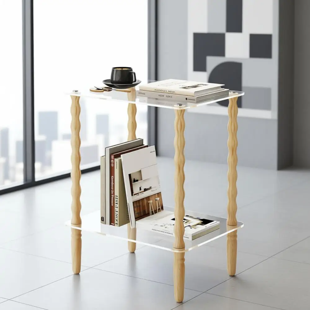 

Винтажный приставной столик со шпинделем, 2-уровневый небольшой торцевой столик с полкой для хранения, деревянная тумбочка Ern или гостиная, узкие столики с откидной спинкой