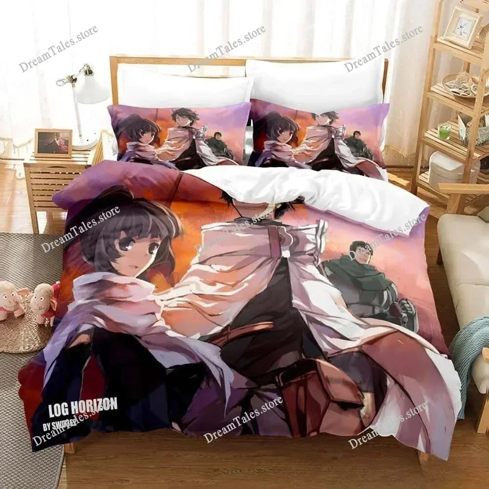 3D Printed Anime Log Horizon Bedding Set Boys Girls Twin Queen Size Duvet Cover Pillowcase Bed Kids Adult Home Textileextile