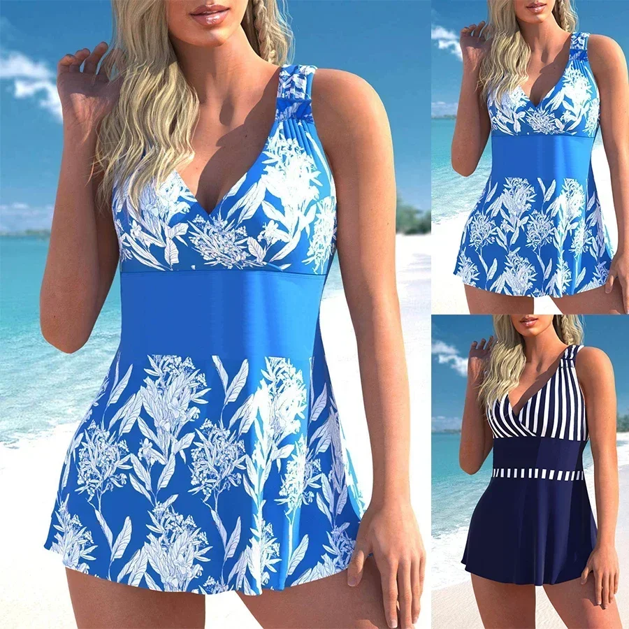 

New Summer Women's Holiday Resort Style Swimwear Fashion Design White Leaf Printed Swimsuit Two PiecesS-6XL