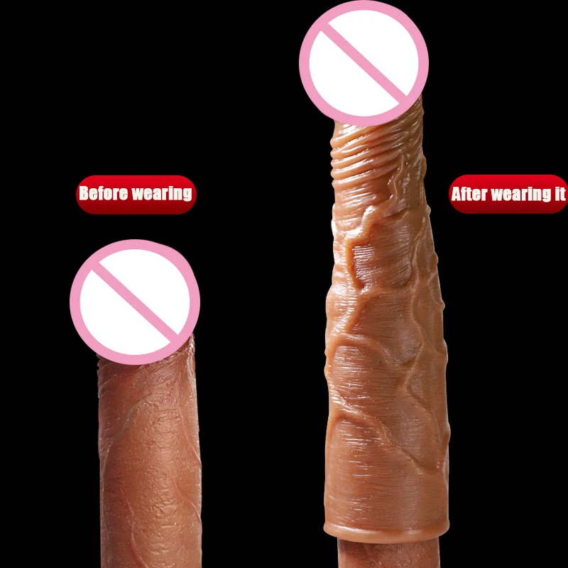 Penis Extender Sleeve Penis Enlargement 6/7/8cm 3 Types Reusable Condoms Delay Ejaculation Sex Toys for Men Sex Products