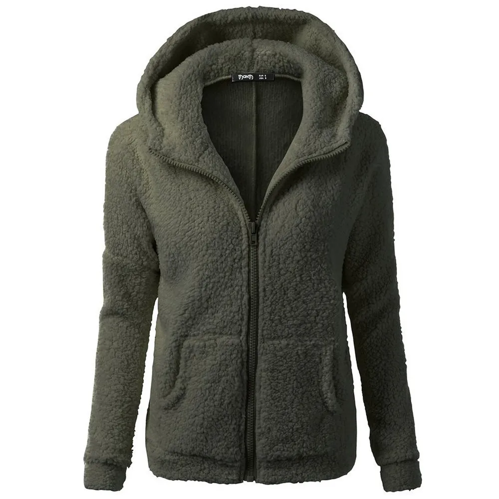 Abrigo suave con capucha para mujer, chaquetas cálidas coreanas, chaqueta gruesa con cremallera, abrigo de lana para mujer, moda de otoño e invierno, nuevo