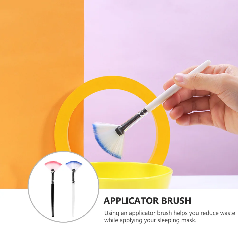 2 pçs máscara facial escova ventilador aplicador ferramenta para dormir máscara blush iluminador suprimentos de beleza toque suave acabamento profissional