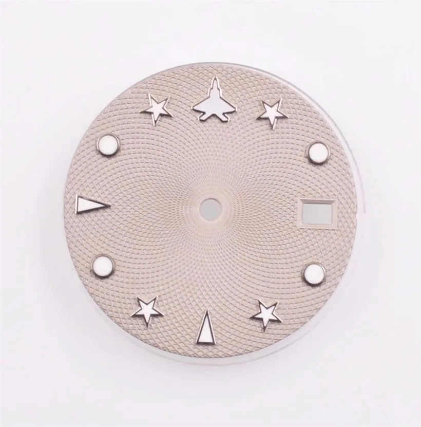 29mm Luminous Dial Suitable For NH35 NH35A Movement Gray White Green Blue Airplane Pattern Dial Watch Accessories