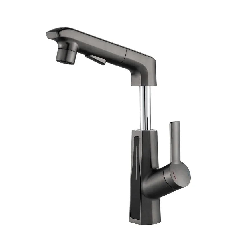 

All-copper digital display can lift and pull the faucet, wash basin faucet, spray and wash the faucet on the gun ash.