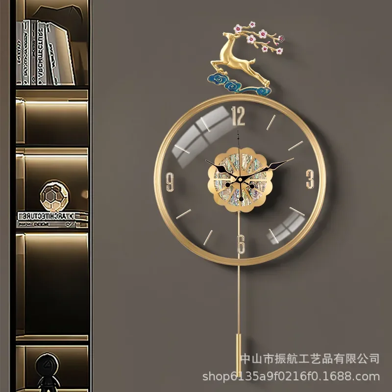Modern Light Luxury Wall Clock for Living Room Simple Fashion Quartz Clock Home Decor Perspective Design Internet Celebrity