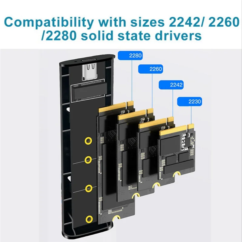 ULBS M2 SSD-Gehäuse Dual Protocol Nvme SATA Solid State Drive Gehäuse 2-in-1 USB C 3.1 Gen2 10 Gbit/s zu PCIe M.2 SSD Box